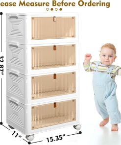 Alternative view of CTSNSLH 4 Tier Plastic Storage Bins with Lid 23QT - Stackable Storage Bins with Wheels. Organizers and Storage. Plastic Storage Cabinet Organization and Storage for Living Room.Office.Dorm